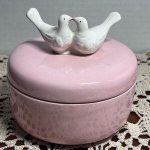 Pink Ceramic Trinket Box with Lovebirds - Doves